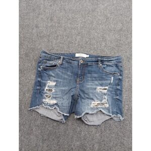 Torrid Shorts 16 Blue Denim Distressed Cutoff Stretch Jean 4" inseam